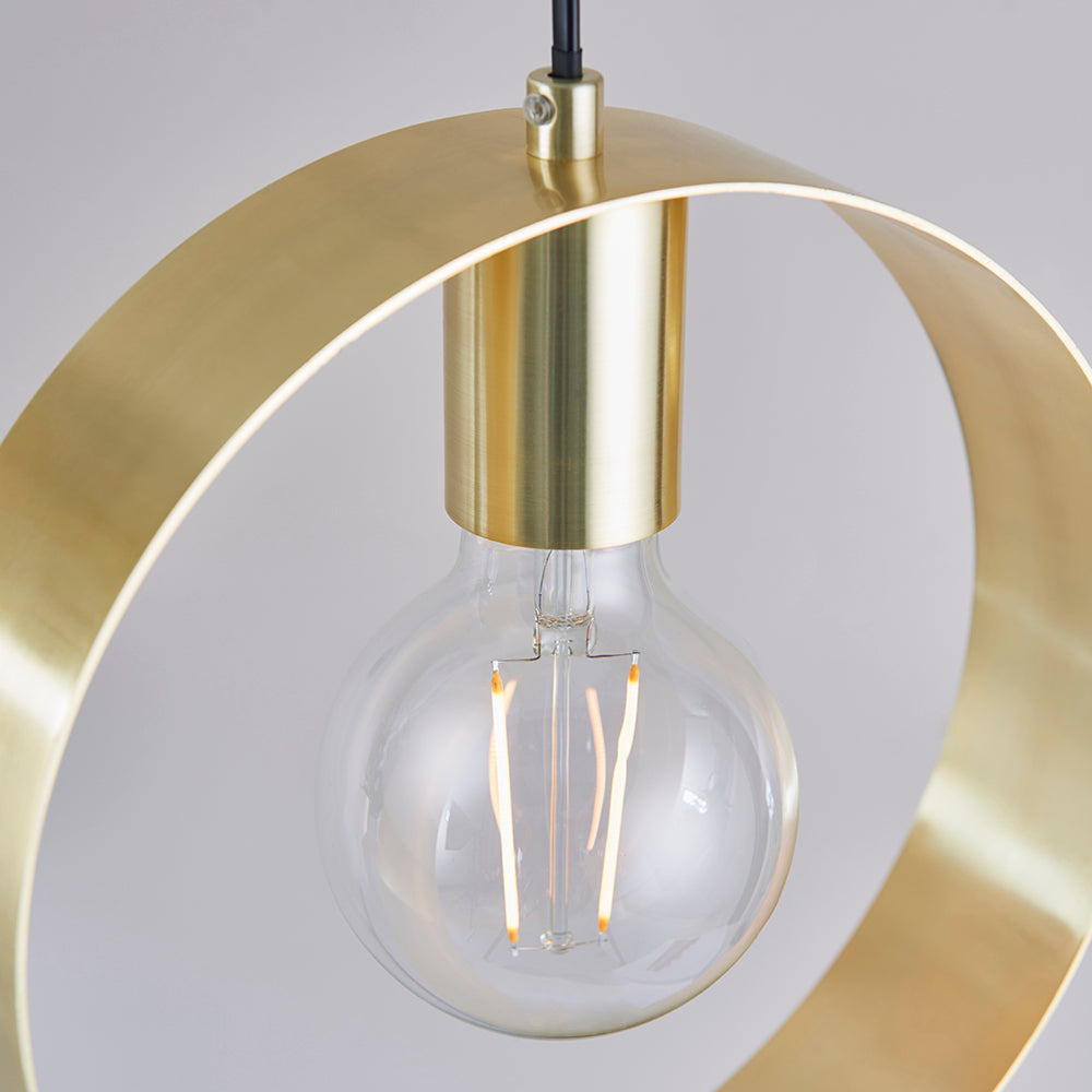 Endon Lighting 81921 Hoop 1Lt Pendant Satin Brass Plate