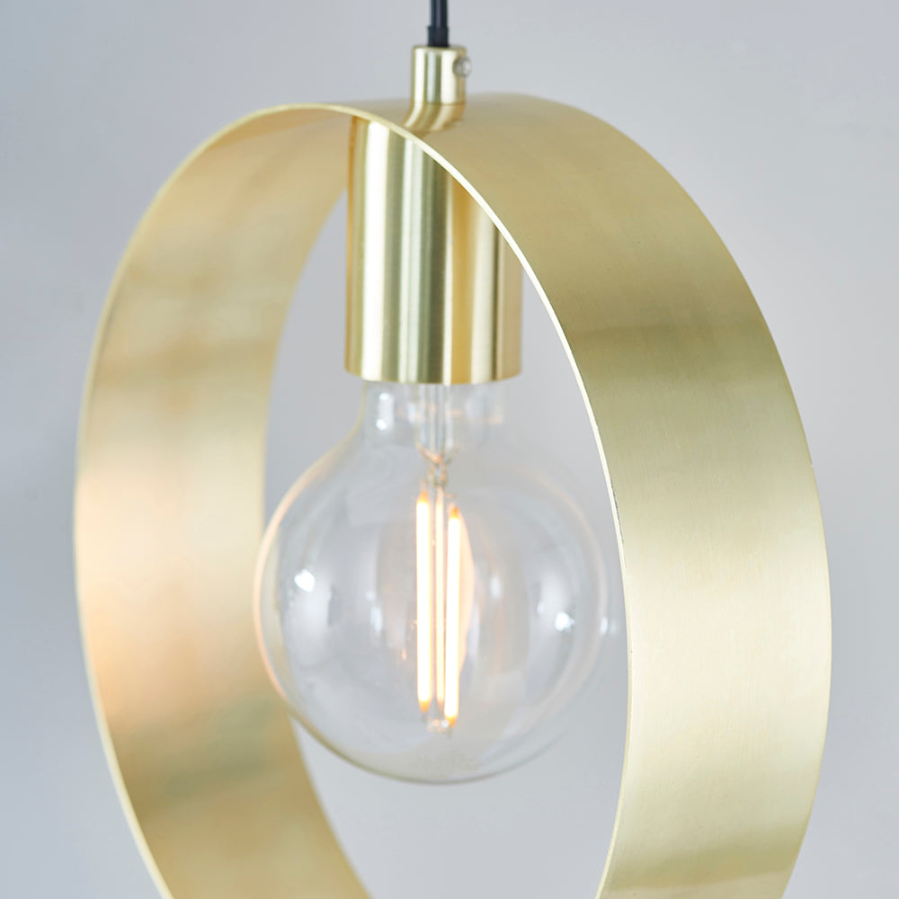 Endon Lighting 81921 Hoop 1Lt Pendant Satin Brass Plate
