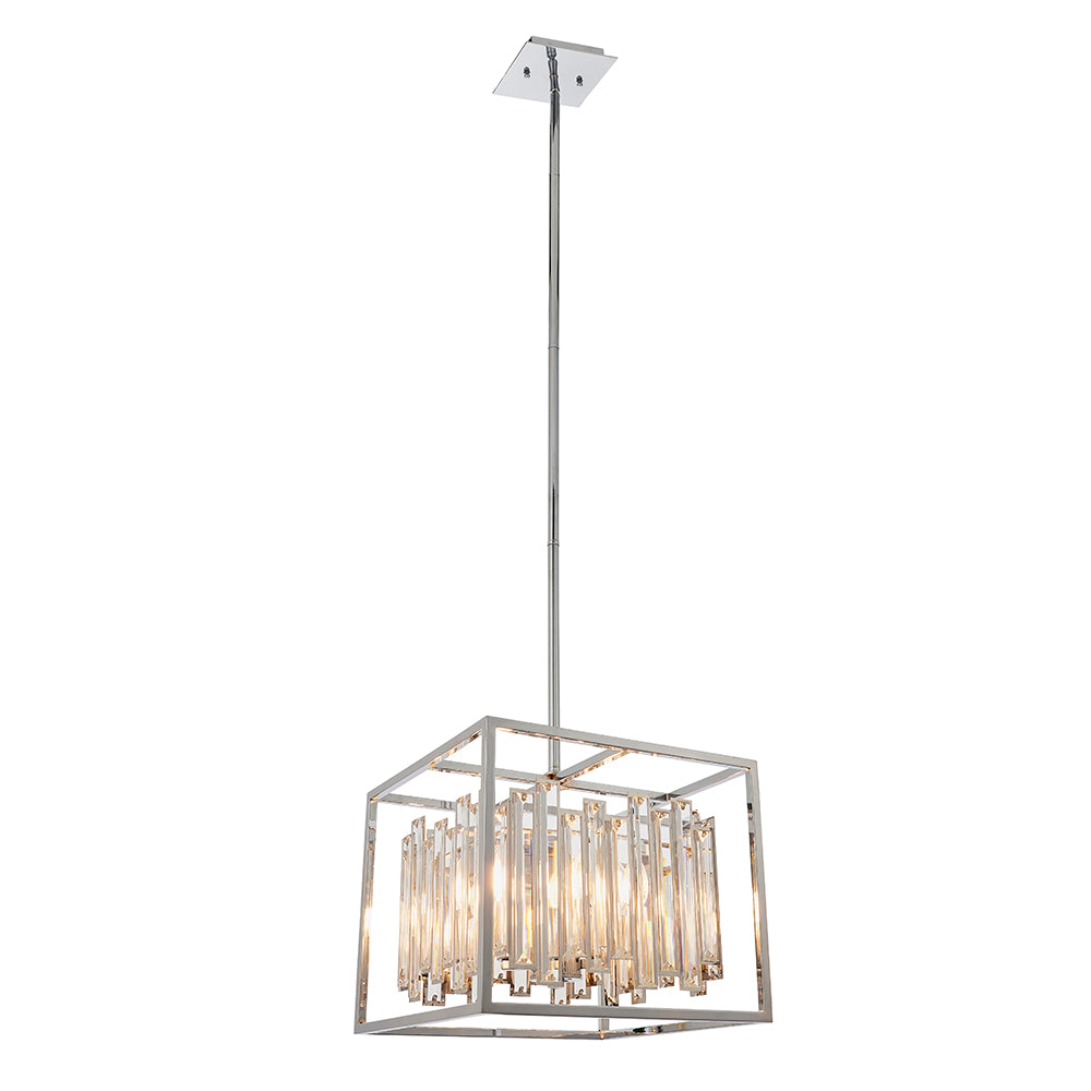 Endon Lighting 81930 Acadia 4Lt Pendant Clear Crystal & Chrome Plate