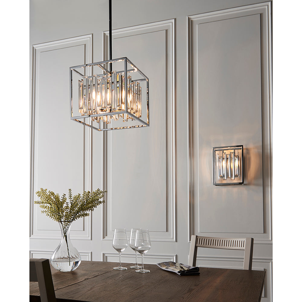 Endon Lighting 81930 Acadia 4Lt Pendant Clear Crystal & Chrome Plate