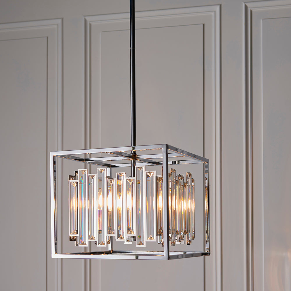 Endon Lighting 81930 Acadia 4Lt Pendant Clear Crystal & Chrome Plate