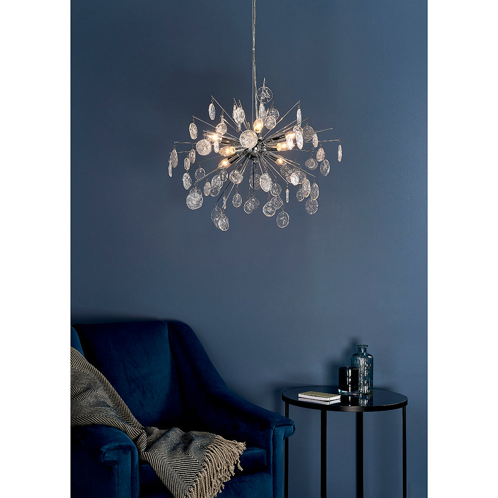 Endon Lighting 81950 Calla 8Lt Pendant Chrome Plate & Clear Glass