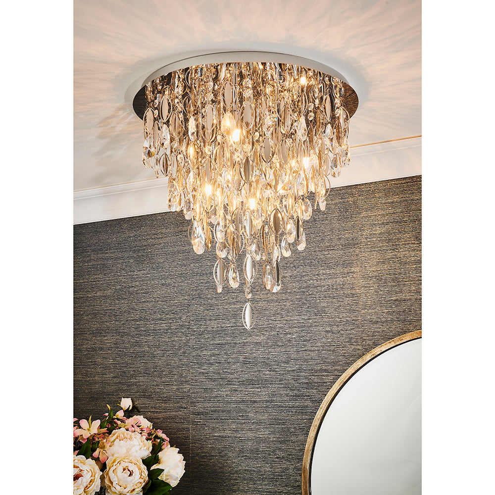 Endon Lighting 81955 Melody 6Lt Flush Chrome Plate & Clear Crystal