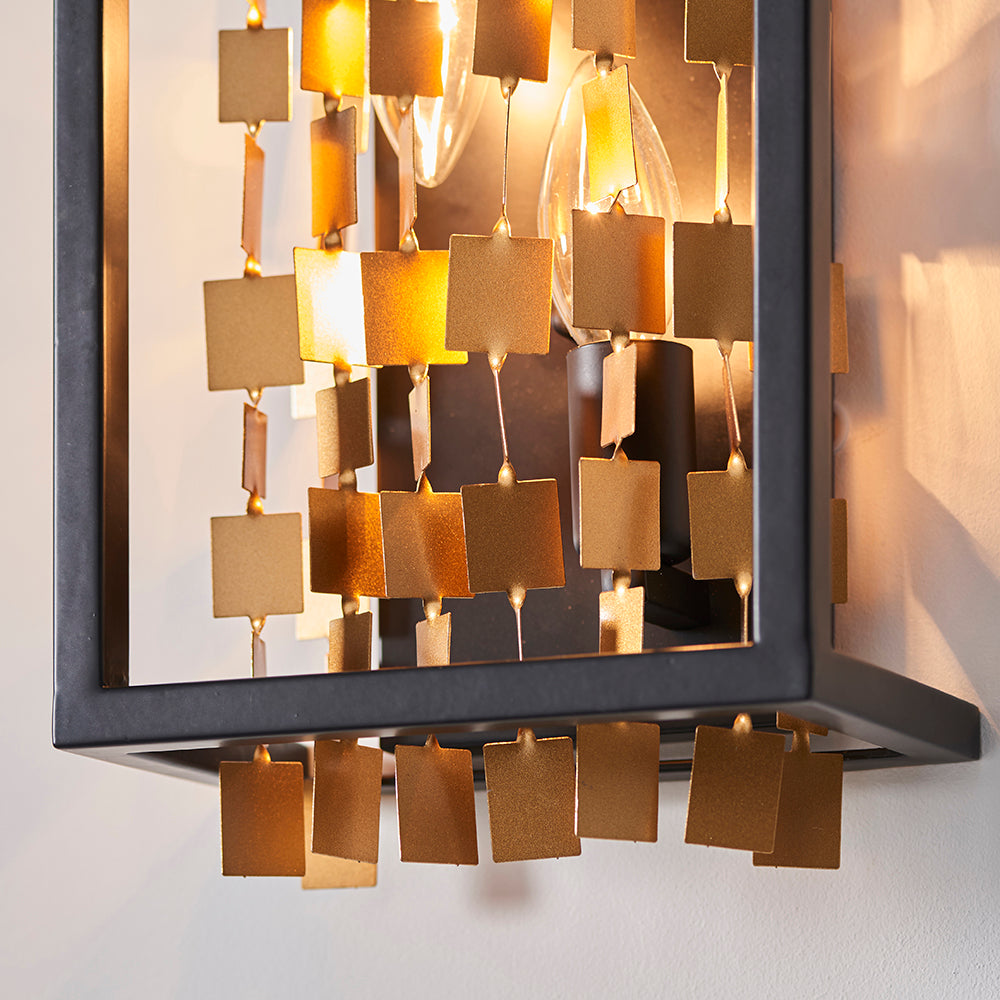 Endon Lighting 81960 Daya 2Lt Wall Matt Black & Matt Gold Paint