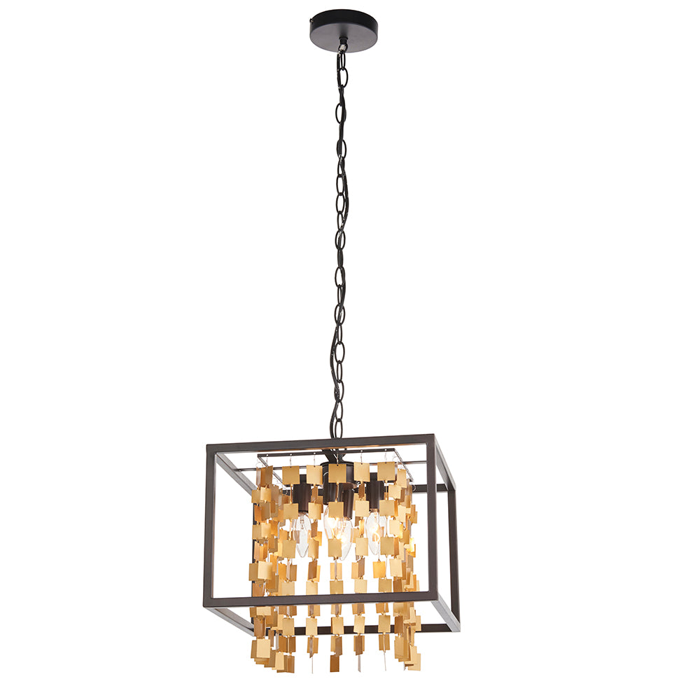 Endon Lighting 81962 Daya 4Lt Pendant Matt Black & Matt Gold Paint