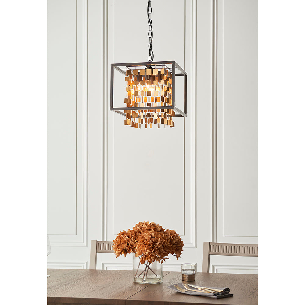 Endon Lighting 81962 Daya 4Lt Pendant Matt Black & Matt Gold Paint