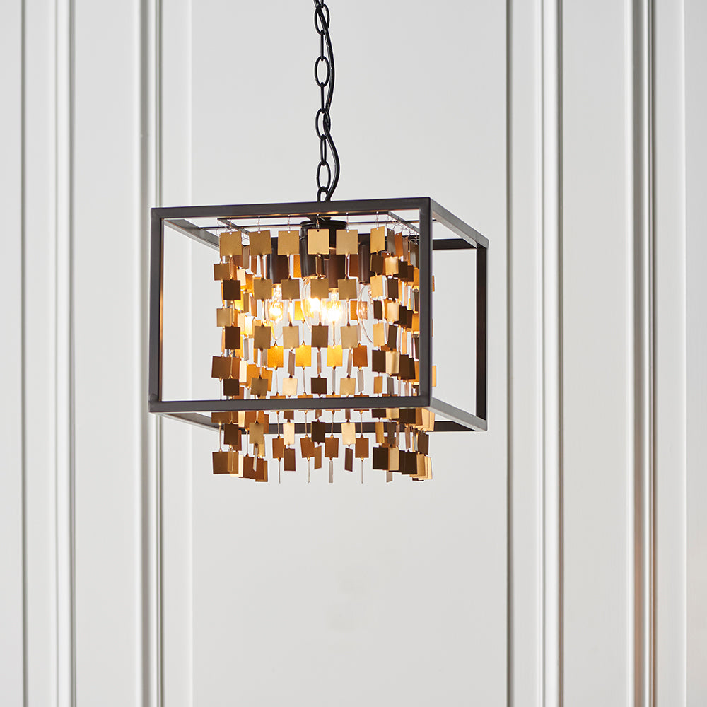 Endon Lighting 81962 Daya 4Lt Pendant Matt Black & Matt Gold Paint