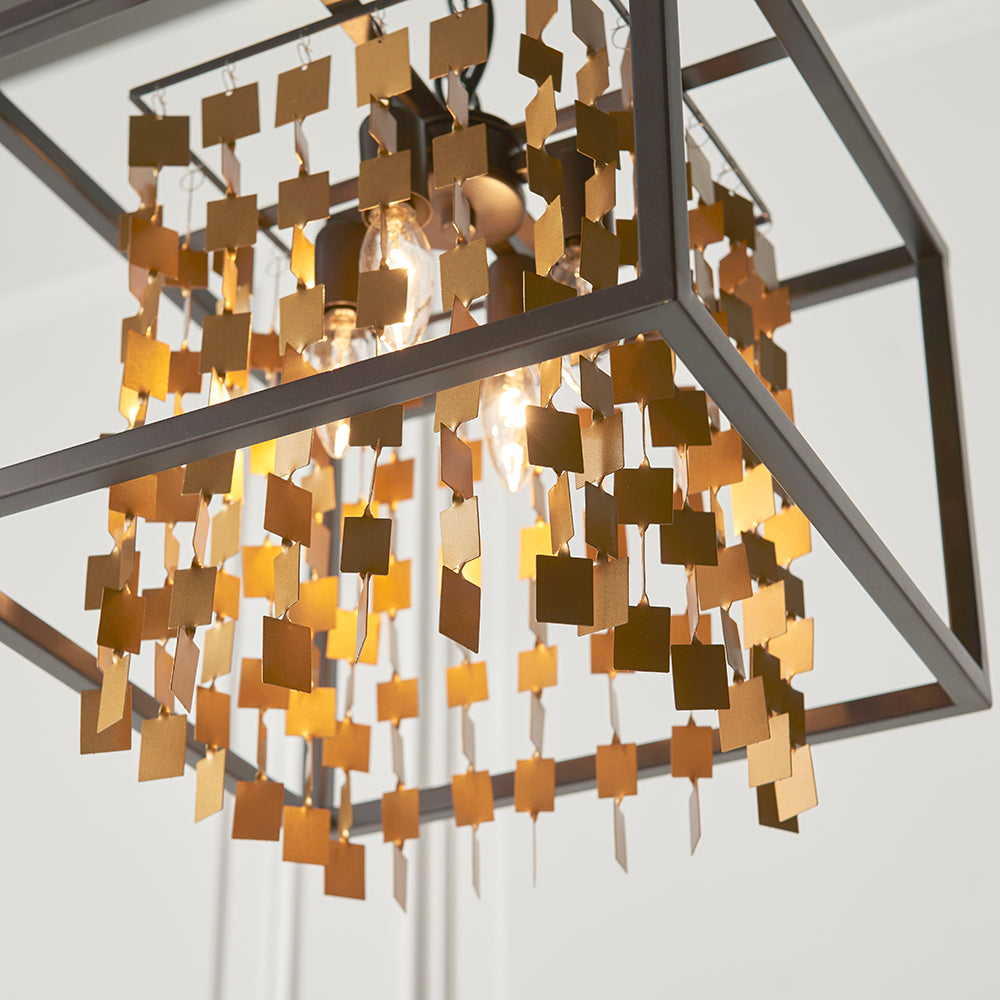 Endon Lighting 81962 Daya 4Lt Pendant Matt Black & Matt Gold Paint