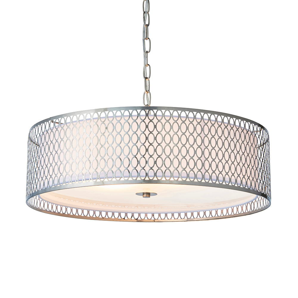 Endon Lighting 81969 Cordero 3Lt Pendant Satin Nickel Plate & White Fabric