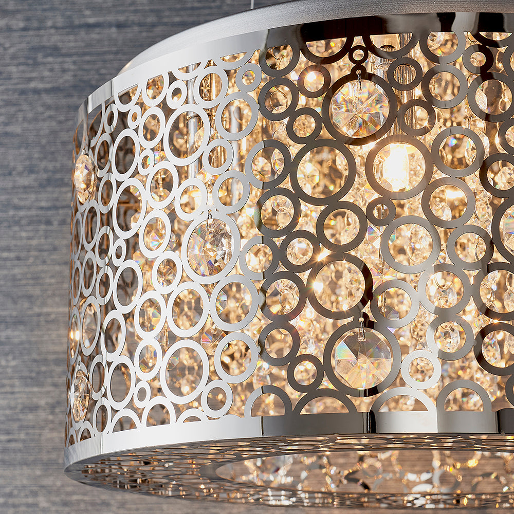 Endon Lighting 81975 Fayola 6Lt Pendant Chrome Plate & Clear Crystal