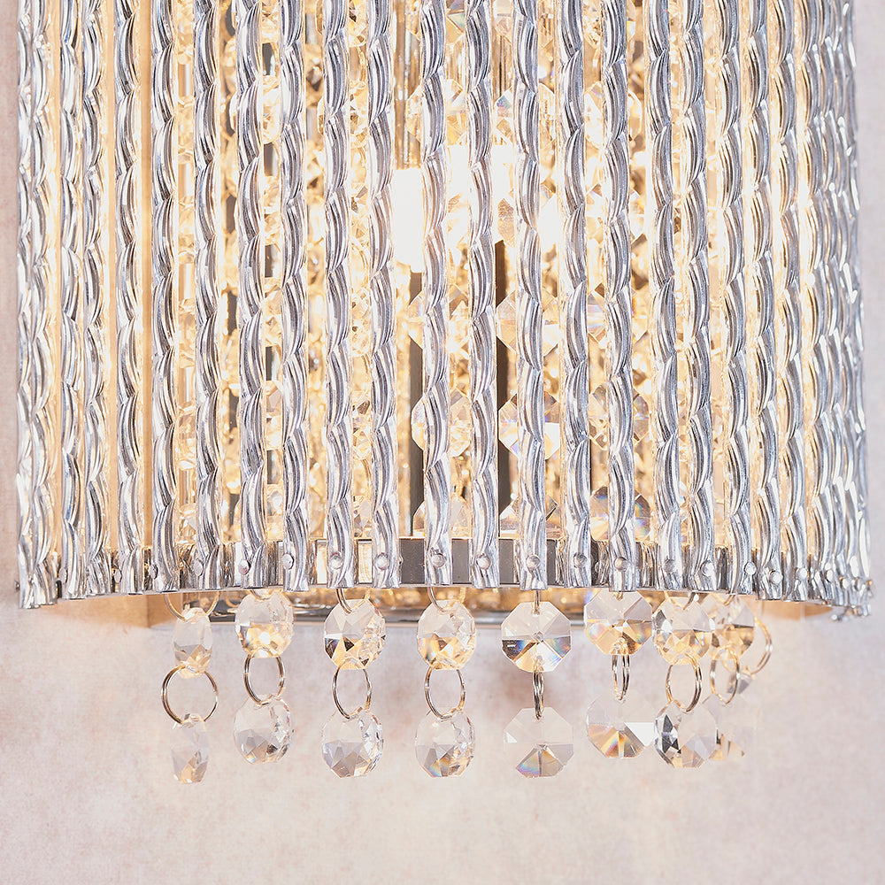 Endon Lighting 81978 Galina 2Lt Wall Chrome Plate & Clear Crystal