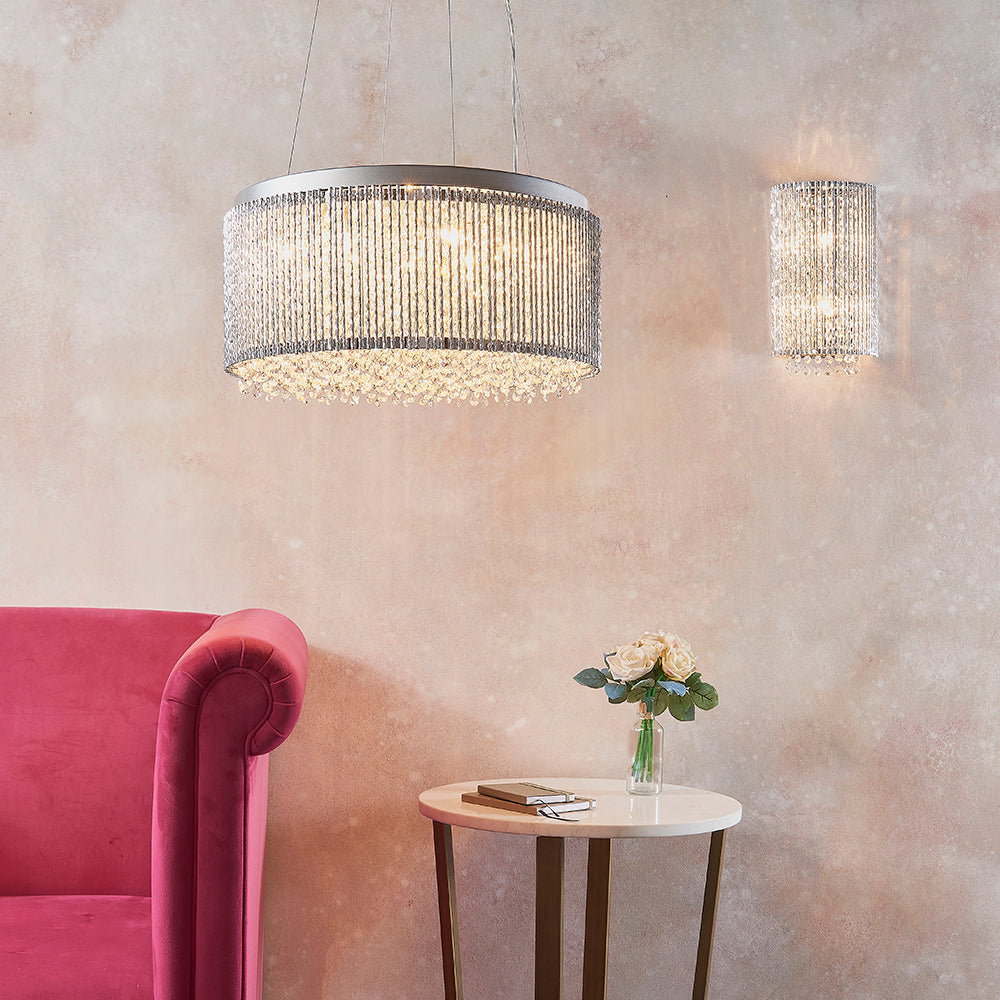 Endon Lighting 81978 Galina 2Lt Wall Chrome Plate & Clear Crystal