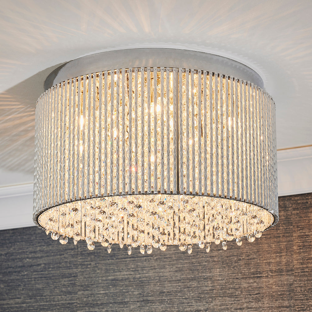 Endon Lighting 81980 Galina 10Lt Flush Chrome Plate & Clear Crystal