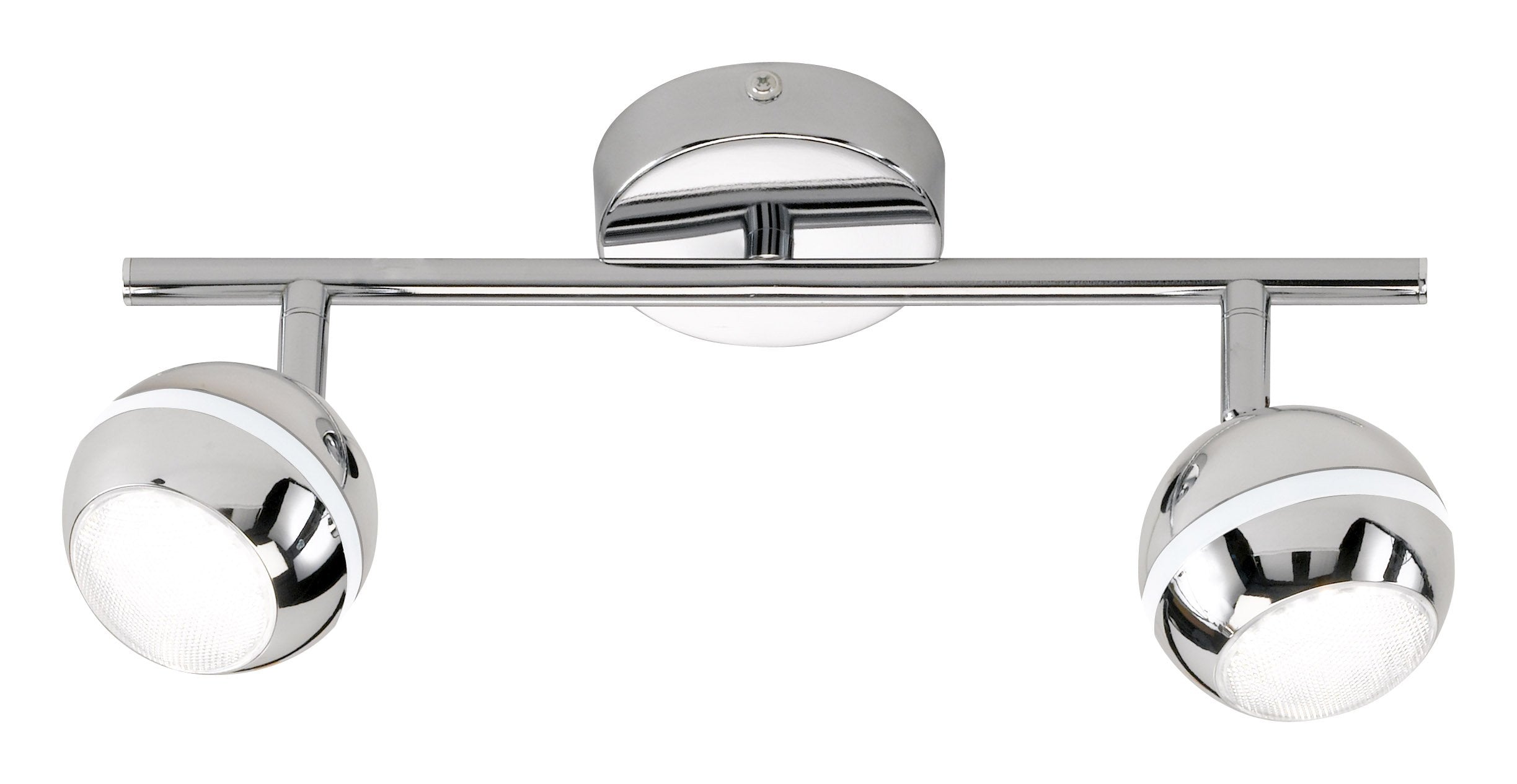 2 X CHROME ROUND LED SPOT LIGHTS - 2 X 3.8W BUILT-IN LED BULB