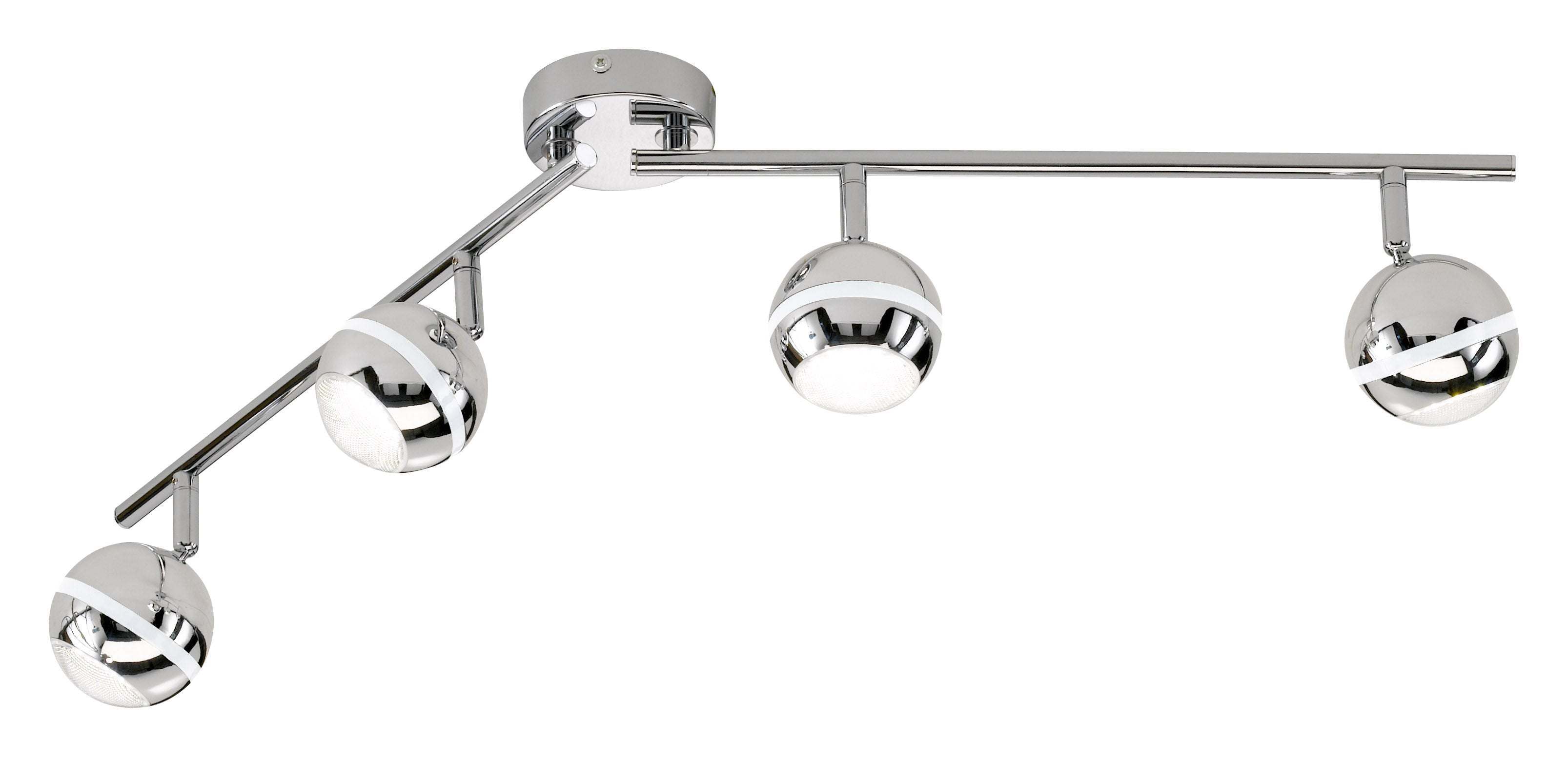 4 X CHROME ROUND LED SPOT LIGHTS - 4 X 3.8W BUILT-IN LED BULB