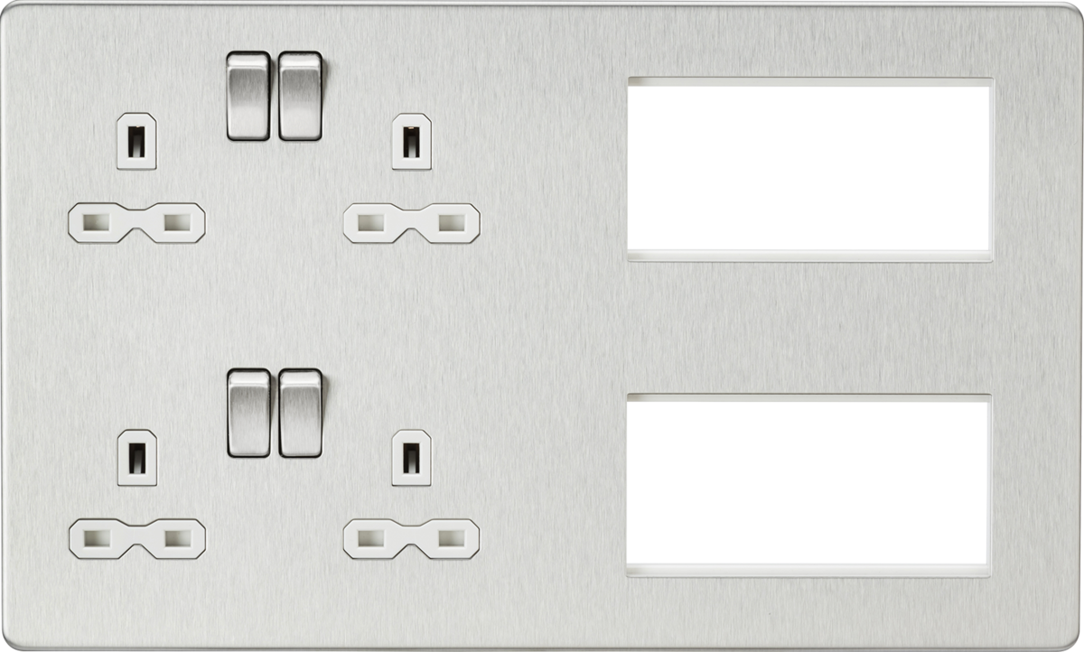 Screwless Combination Plate - Brushed Chrome with white insert