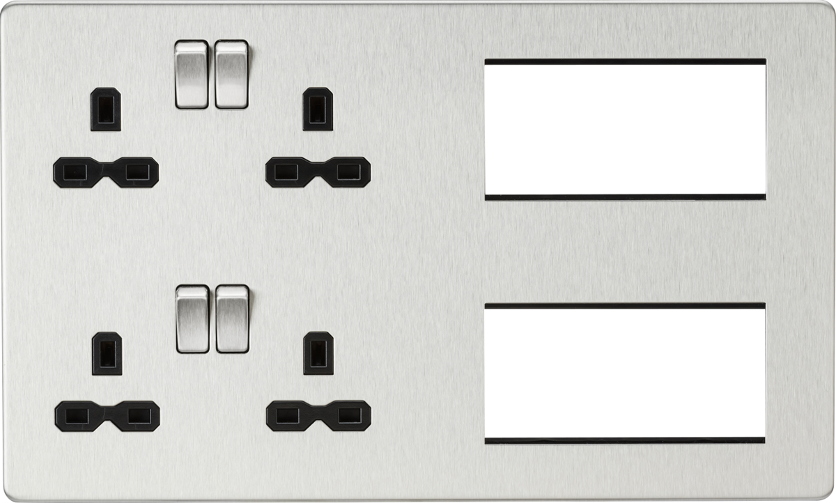 Screwless Combination Plate - Brushed Chrome with black insert