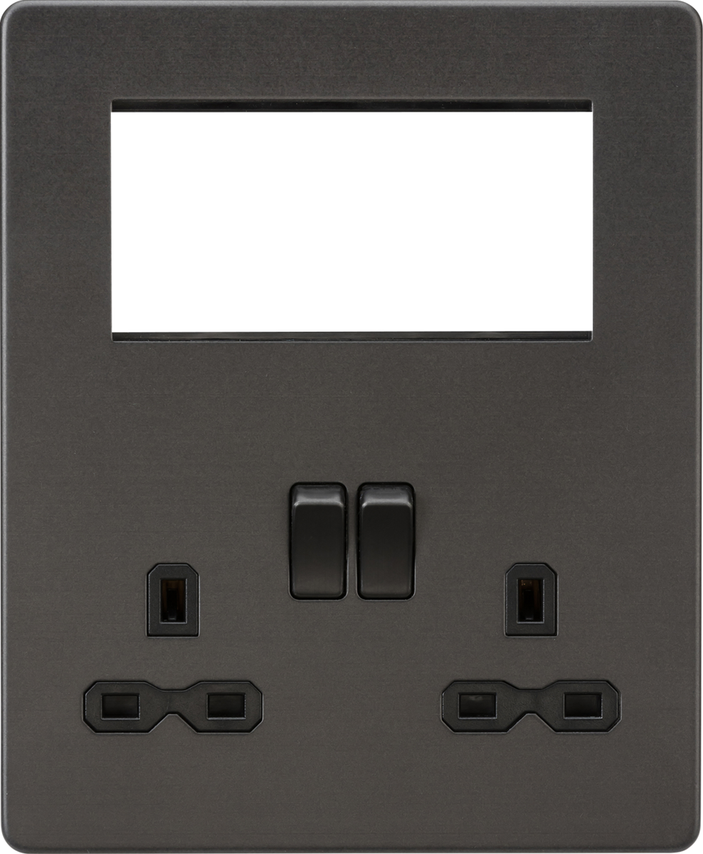 Screwless Small Multimedia Combination  Plate - Smoked Bronze
