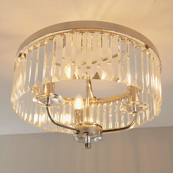 Round bright nickel cut glass semi-flush