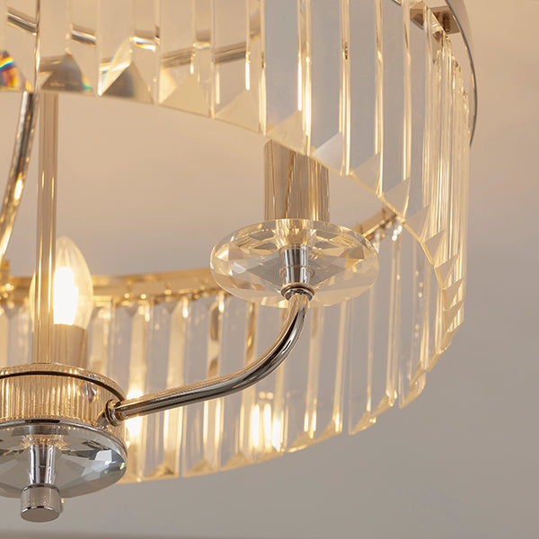 Round bright nickel cut glass semi-flush