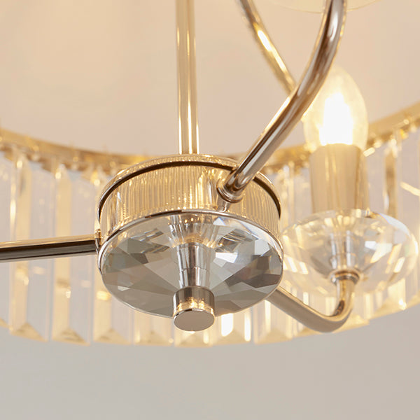 Round bright nickel cut glass semi-flush