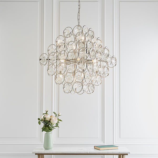 Large tiered pendant with crystal glass details