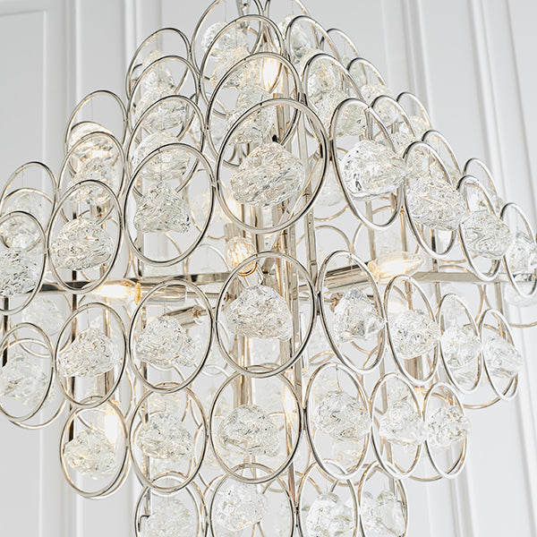 Large tiered pendant with crystal glass details