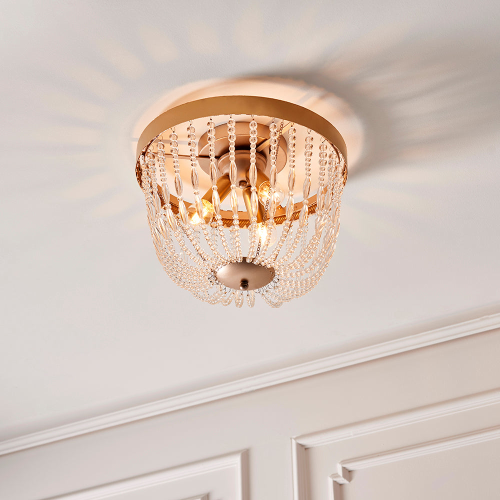 Endon Lighting 90123 Celine 3Lt Flush Rose Gold Paint & Clear Glass