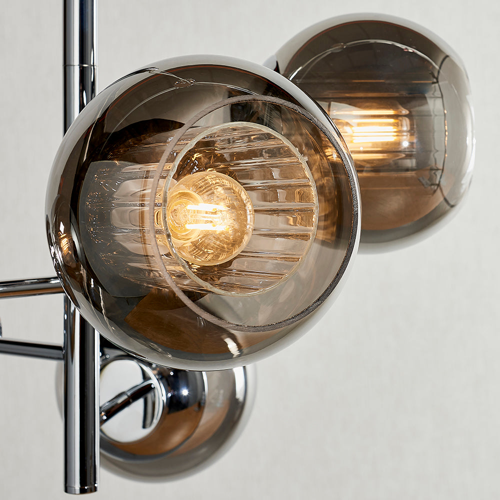 Endon Lighting 90172 Elan 5Lt Pendant Chrome Plate & Smokey Grey Lustre Glass