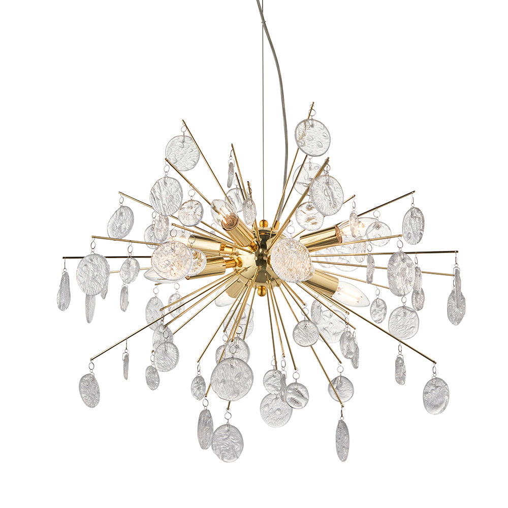 Endon Lighting 90294 Calla 8Lt Pendant Gold Effect Plate & Clear Glass