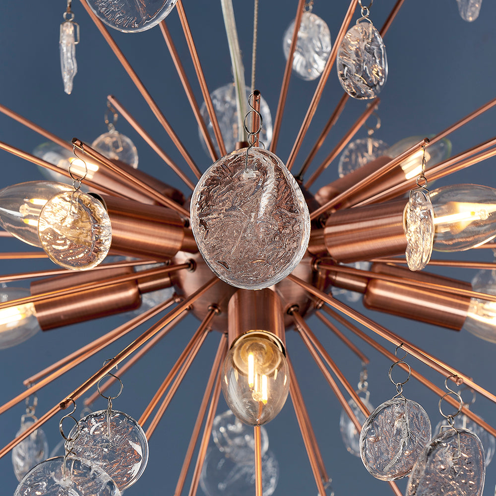 Endon Lighting 90295 Calla 8Lt Pendant Copper Plate & Clear Glass