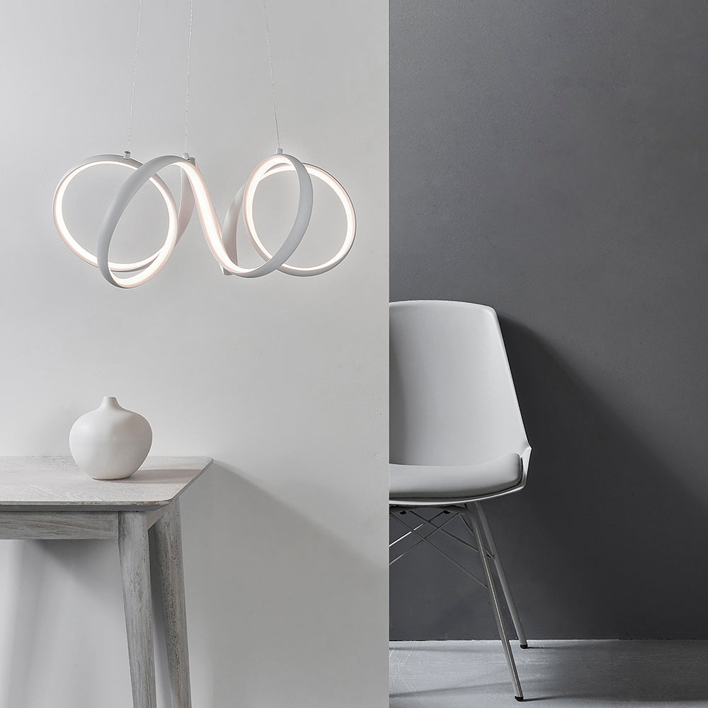 Endon Lighting 90321 Synergy 1Lt Pendant Textured White Paint & White Silicone