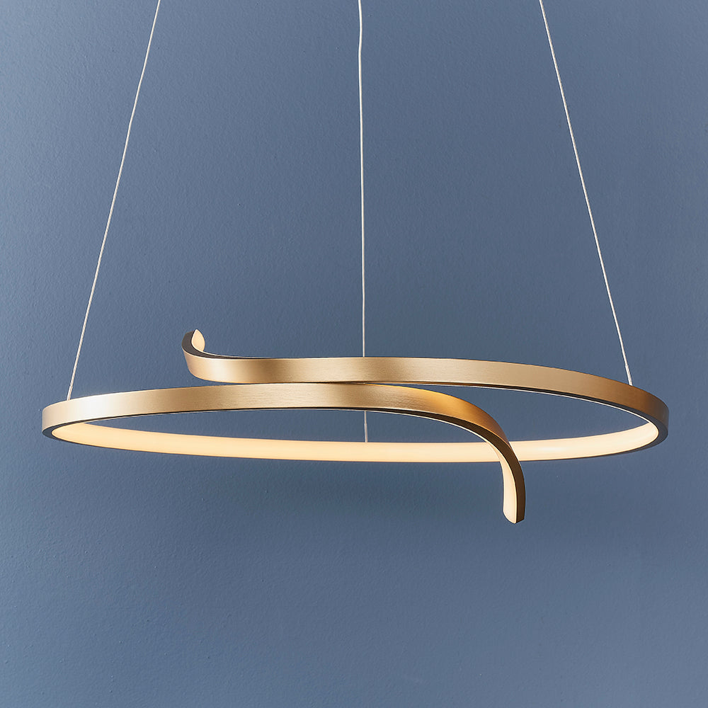 Endon Lighting 90323 Rafe 1Lt Pendant Brushed Gold Plated Finish & White Silicone