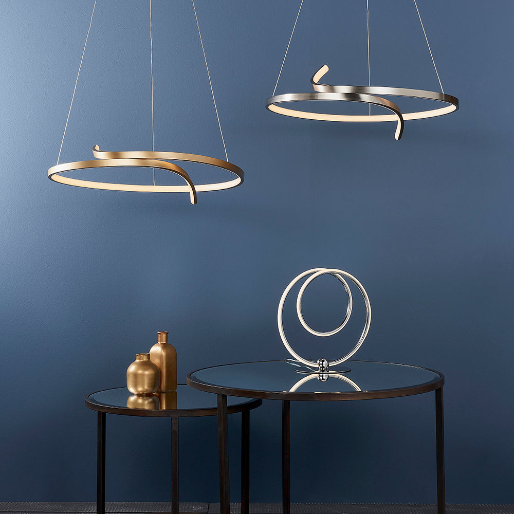 Endon Lighting 90323 Rafe 1Lt Pendant Brushed Gold Plated Finish & White Silicone