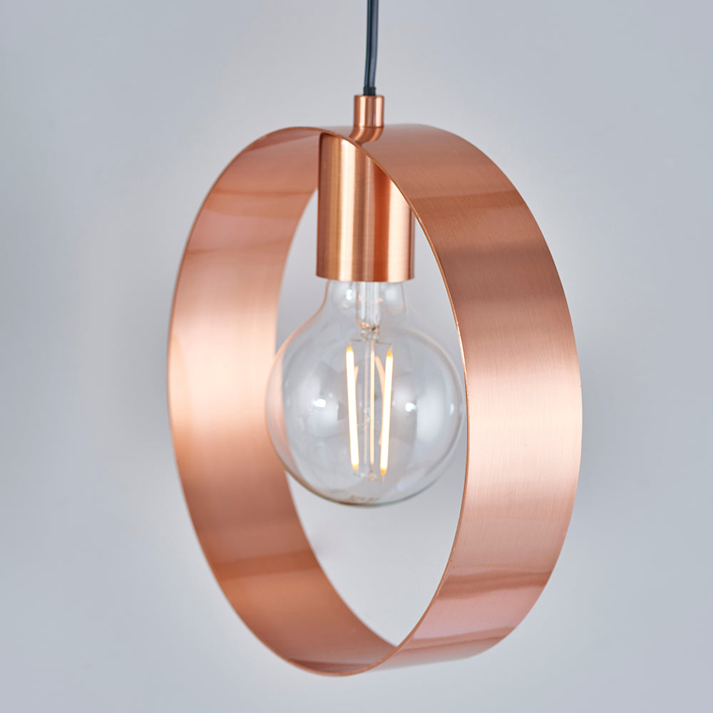 Endon Lighting 90456 Hoop 1Lt Pendant Brushed Copper Plate