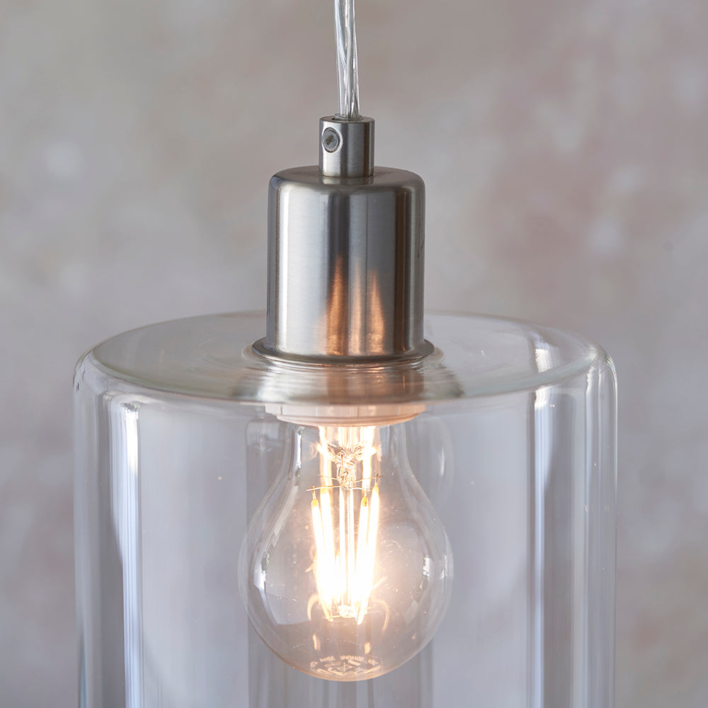 Endon Lighting 90563 Toledo 1Lt Pendant Brushed Nickel Plate & Clear Glass