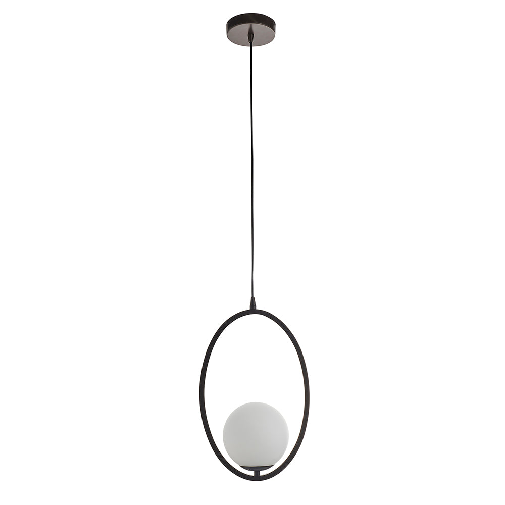 Endon Lighting 90591 Eden 1Lt Pendant Aged Bronze Effect Paint & Opal Glass