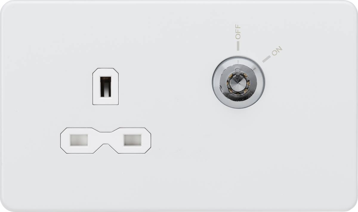 13A 1G DP Lockable socket - Matt White with white insert
