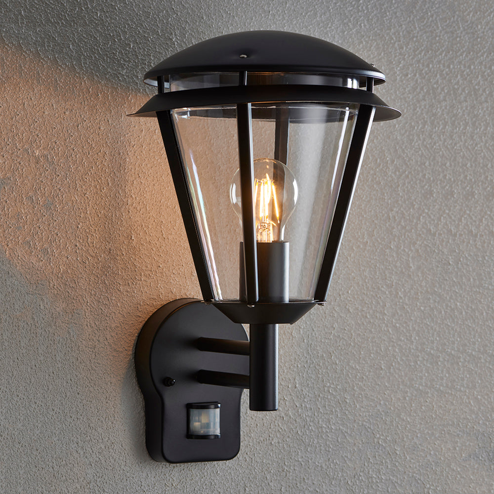 Endon Lighting 91829 Iken 1Lt Wall Matt Black & Clear Pc