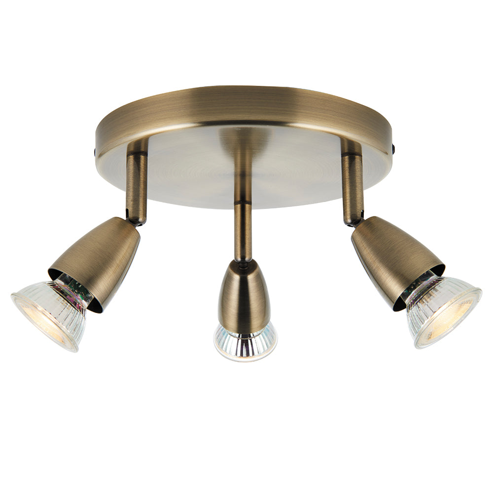 Endon Lighting 91837 Ascoli 3Lt Spot Antique Brass Plate