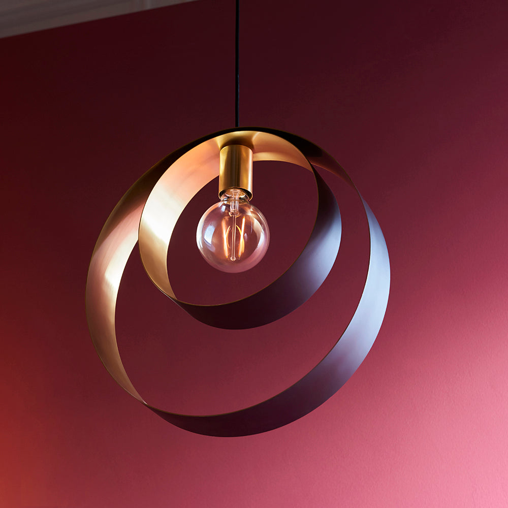 Endon Lighting 92877 Cal 1Lt Pendant Satin Brass Plate & Matt Black