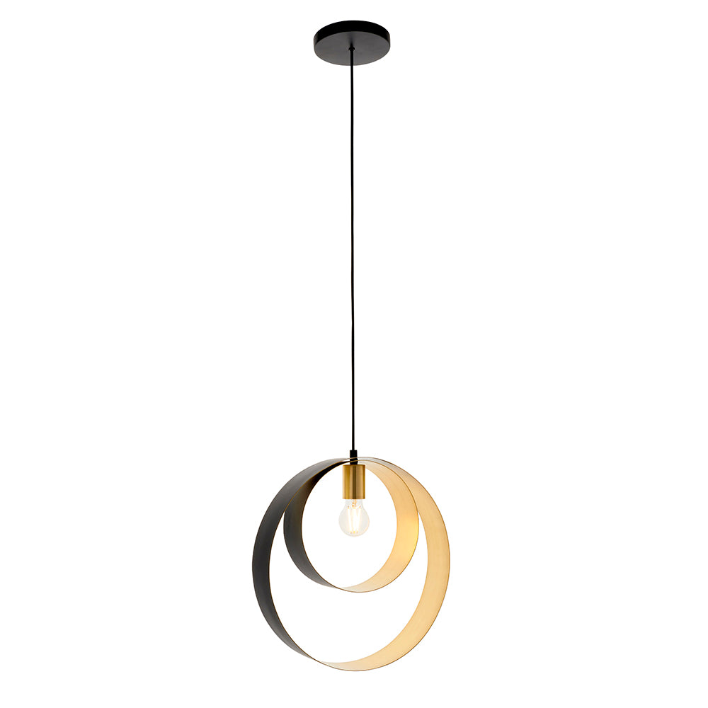 Endon Lighting 92877 Cal 1Lt Pendant Satin Brass Plate & Matt Black