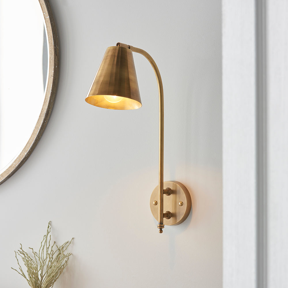 Endon Lighting 93144 Radha 1Lt Wall Antique Solid Brass
