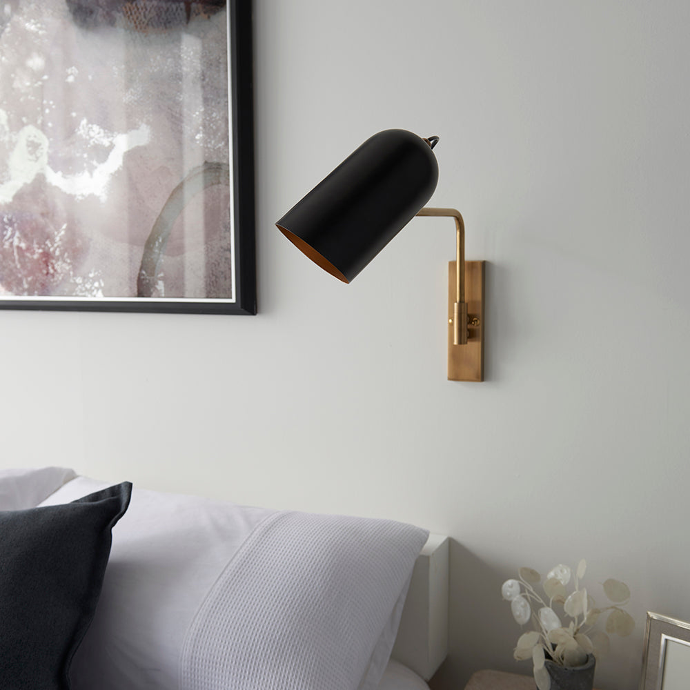 Endon Lighting 93145 Navren 1Lt Wall Antique Solid Brass & Matt Black