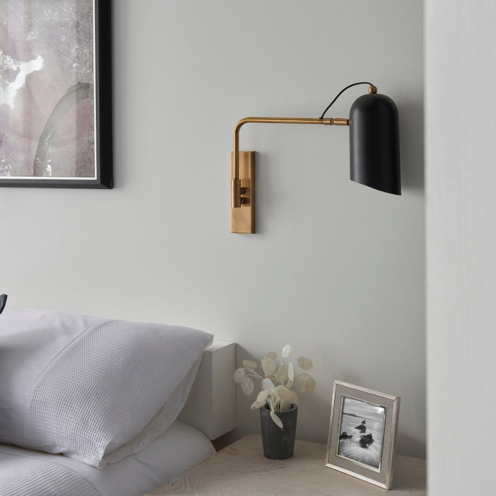 Endon Lighting 93145 Navren 1Lt Wall Antique Solid Brass & Matt Black