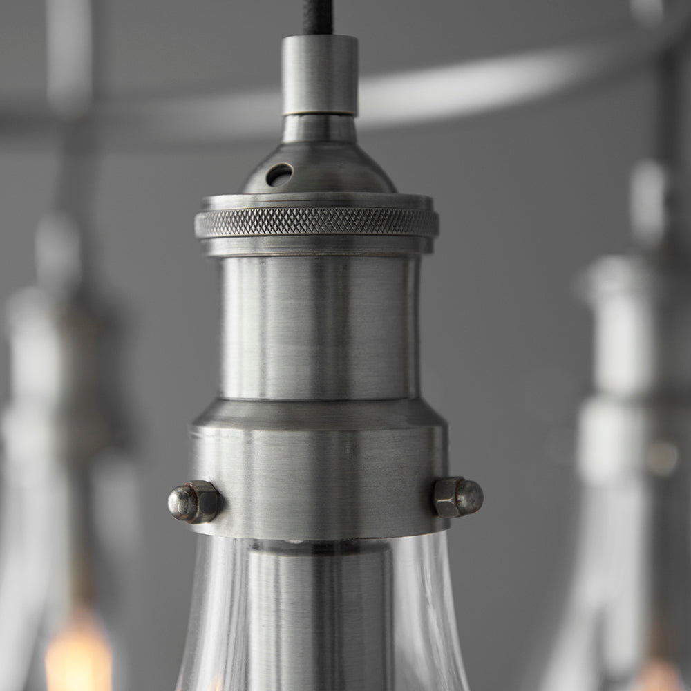 Endon Lighting 93433 Hadassa 5Lt Pendant Antique Nickel Plate & Clear Glass