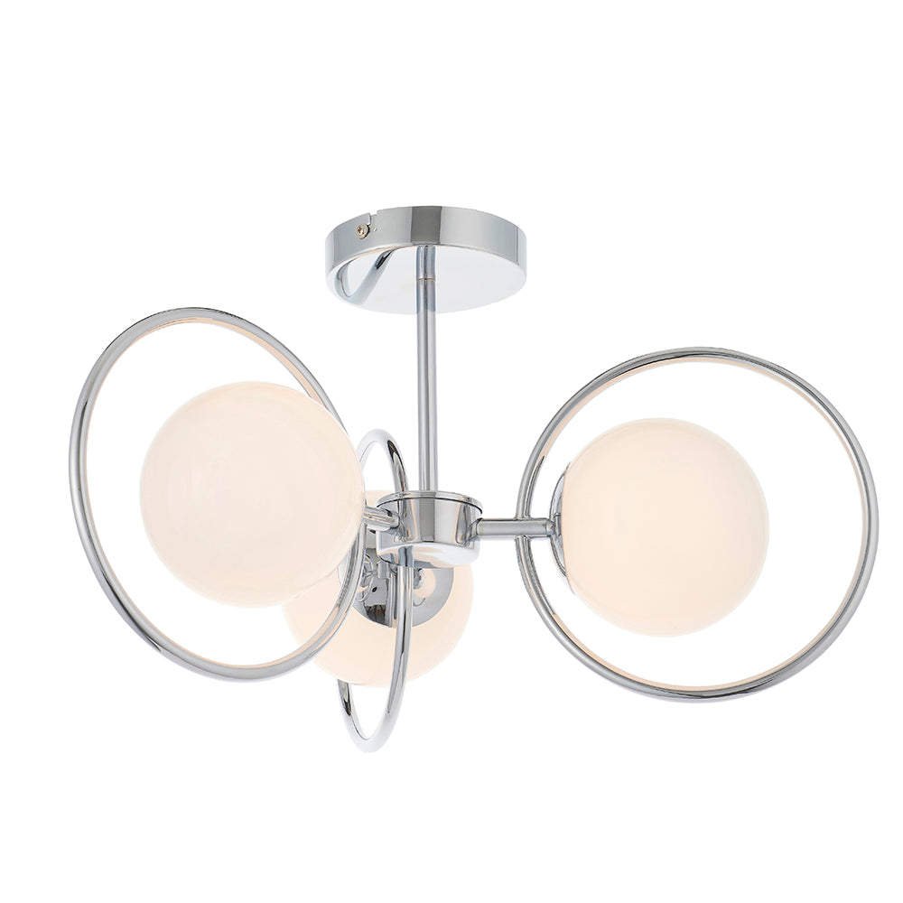 Endon Lighting 93902 Orb 3Lt Semi Flush Chrome Plate & Opal Glass
