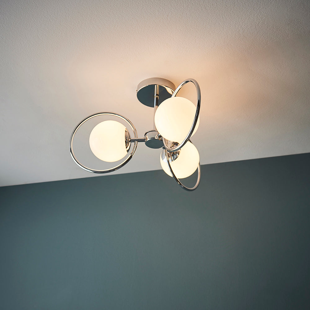 Endon Lighting 93902 Orb 3Lt Semi Flush Chrome Plate & Opal Glass
