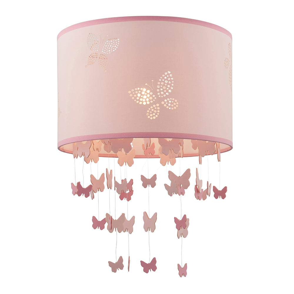 Endon Lighting 94356 Amathea 1Lt Pendant Pink Fabric