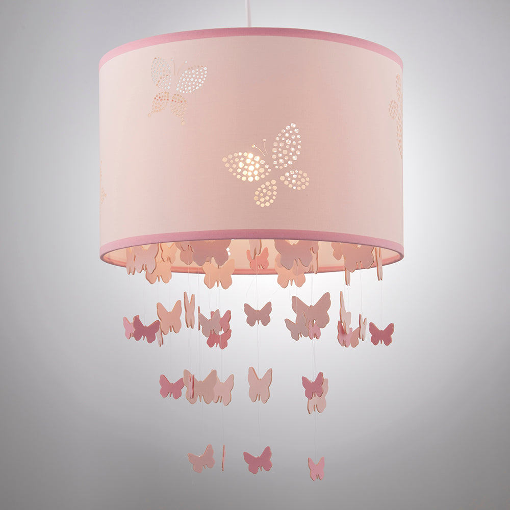 Endon Lighting 94356 Amathea 1Lt Pendant Pink Fabric